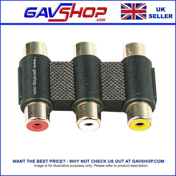 3 x Gold Plated RCA phono socket to Triple RCA phono socket retro games adapter