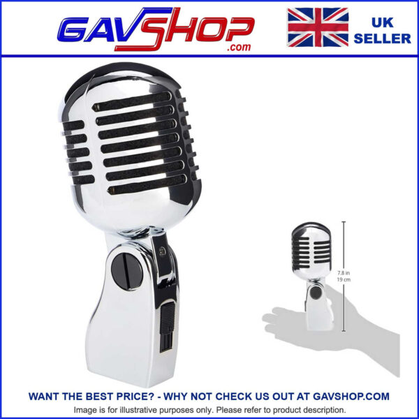 Retro Microphone Vintage Style 50s Chrome Dynamic Professional Mic with Case