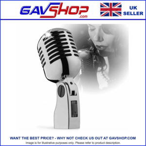 Retro Microphone Vintage Style 50s Chrome Dynamic Professional Mic with Case