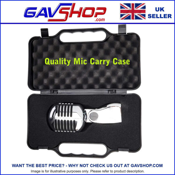 Retro Microphone Vintage Style 50s Chrome Dynamic Professional Mic with Case