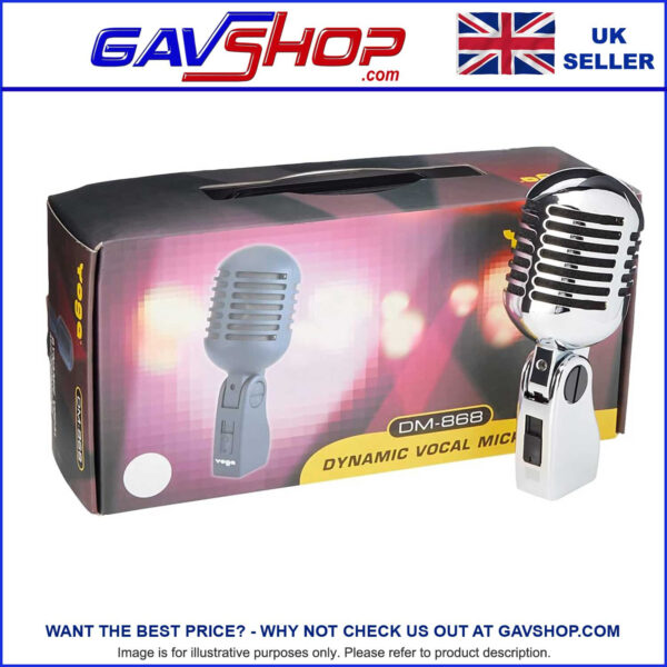 Retro Microphone Vintage Style 50s Chrome Dynamic Professional Mic with Case