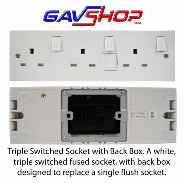 Triple Socket Conversion Kit 13A Switched with Back Box - E342AA