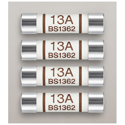 UK Domestic Mains Fuses for 3A, 5A, 13A, plugs and equipment, (sold in Blister packs of 4)