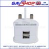 USB Mains Charger 2 Port 12W, 2 x USBA, White