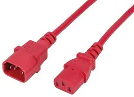 PL17078-40 Pro Elec IEC C14 Plug to C13 Socket Power Lead, 10A, 0.5m, Blue, Orange or Red