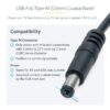 USB 2.0 to 5.5mm Type M Barrel 5V DC Power Cable, 2m -  USB2TYPEM2M