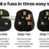 UK Domestic Mains Fuses for 3A, 5A, 13A, plugs and equipment, (sold in Blister packs of 4)