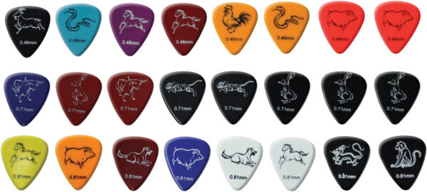 24 Assorted Colour Animal Themed Guitar Picks AP-24B