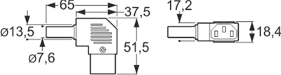 Bulgin IEC C13 Rewireable Free Socket 90DEG Side Entry Angled PX0587/SE