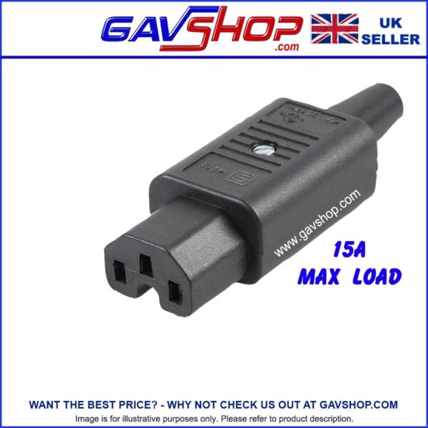 SCHURTER IEC C15 Socket, Rewireable, Straight 15A Connector with cut out notch