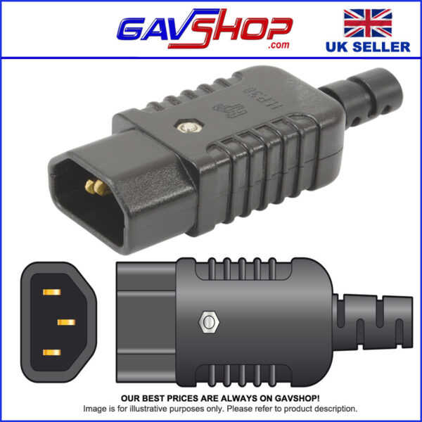 10A IEC C14 PLUG Heavy Duty Rewireable Black Male Plug (E) 10A 250V
