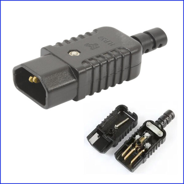 10A IEC C14 PLUG Heavy Duty Rewireable Black Male Plug (E) 10A 250V