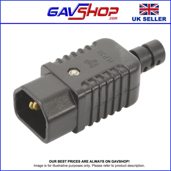 10A IEC C14 PLUG Heavy Duty Rewireable Black Male Plug (E) 10A 250V
