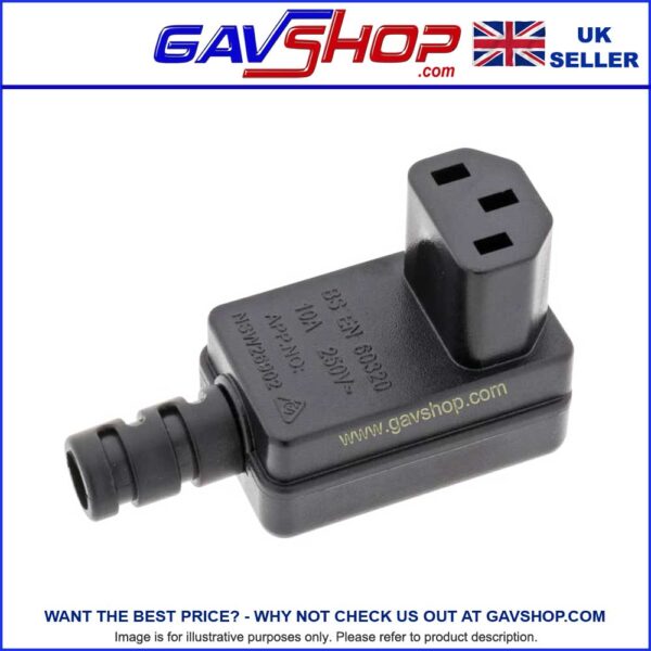 IEC-SOCKET-RIGHT-ANGLED-Main Heavy Duty Rewireable IEC C13 Socket, Right Angled, Black