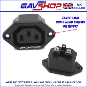 IEC-Socke-tMain--Dome-Head-Screw-Type IEC 3 Pins Inlet Connector C13 Black Panel Female Socket Flange Mount Fix AC 250V 10A