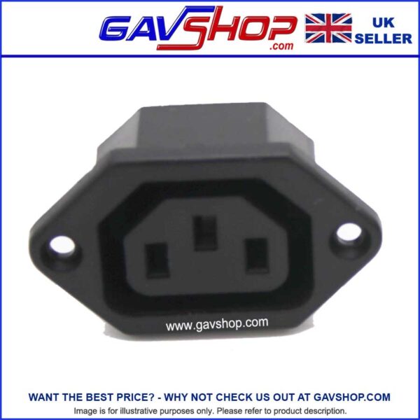 IEC 3 Pins Inlet Connector C13 Black Panel Female Socket Flange Mount Fix AC 250V 10A