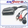 8 Pin Mini Round Din Plug with 2 x RCA Phonos to 21 Pin Scart Plug - 2m