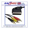 Scart to 3 x Phono RCA Plugs with Switched Input or Output in Various Lengths