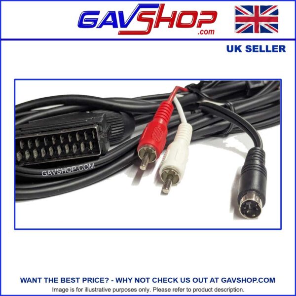 1.5m Scart to 2 x RCA Twin Phono + 4pin S-Video / SVHS Audio Video Lead Cable