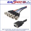 15 Pin VGA (D Sub) Male to 5 BNC Male RGBHV Connectors Lead