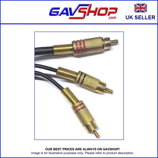 3x Phono RCA Plugs to 3 x Phono RCA Plugs Gold Plated Connectors OFC AV Lead - 3m