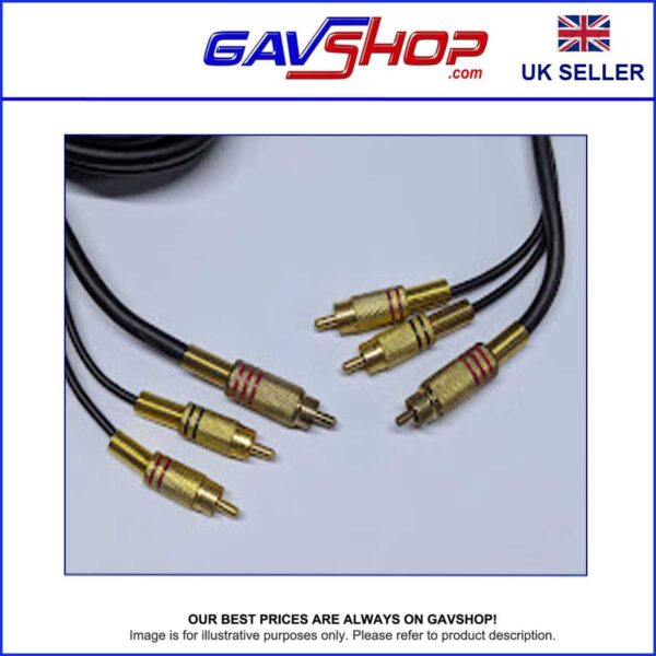 3x Phono RCA Plugs to 3 x Phono RCA Plugs Gold Plated Connectors OFC AV Lead - 3m