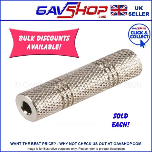 3.5mm Socket to 3.5mm Socket Coupler Adapter Plug Steel Body