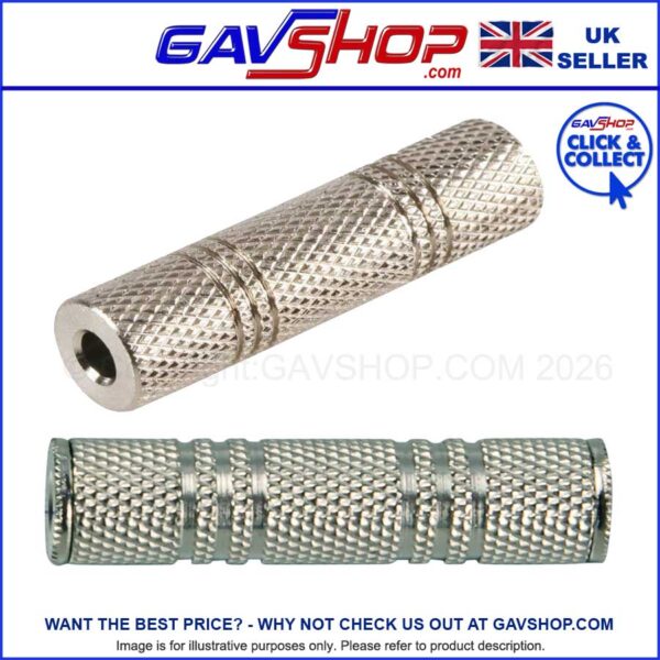 3.5mm Socket to 3.5mm Socket Coupler Adapter Plug Steel Body