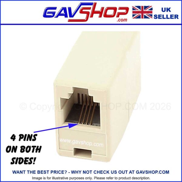 RJ11 6P4C Female to Female Telephone Line Coupler Connector Jack