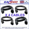 4 x 1mtr IEC Male C14 to Female C13 IEC Cable Extension Leads DMX Lighting etc.