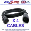 4 x 1mtr IEC Male C14 to Female C13 IEC Cable Extension Leads DMX Lighting etc.