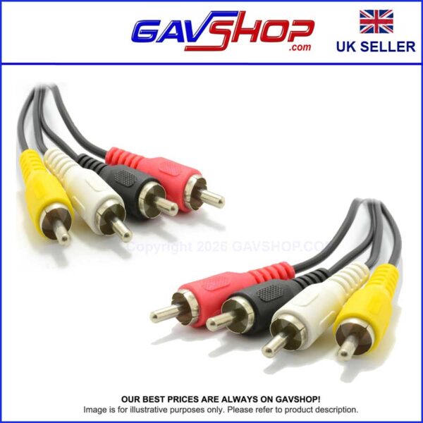4x RCA PHONO MALE to 4x PHONO MALE PLUG LEAD, 5m