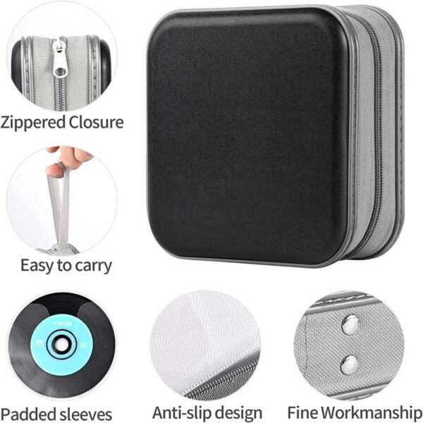 CD DVD Travel Case , Portable Zipper CD Holder for Home, Car, Holiday Storage for 48 Discs.
