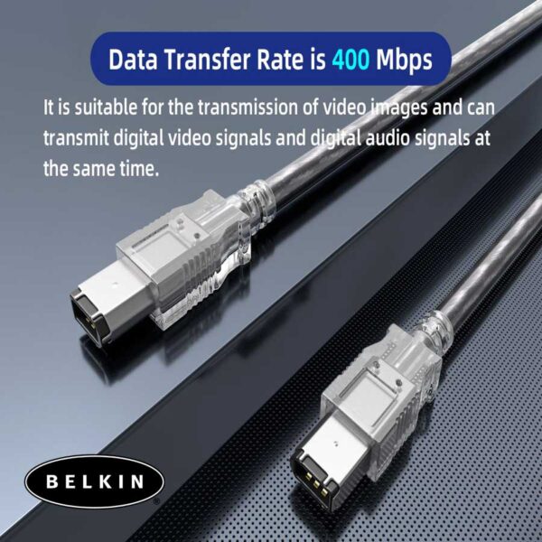 1.8m Belkin FireWire 400 Cable IEEE-1394a 6-Pin Male to Male Data Transfer Cable