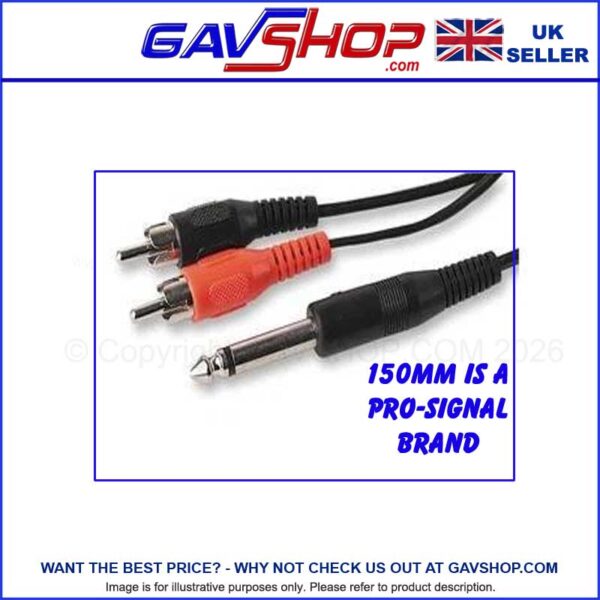 6.35mm (1/4") Mono TS Jack Plug to 2x RCA Phono Plugs in Various Sizes