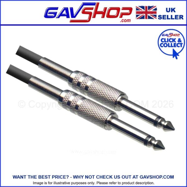 6.35mm Mono Jack Lead to 6.35mm Mono 1/4" Jack - 1m
