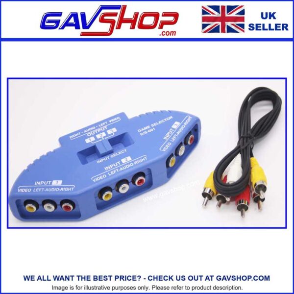 Retro Game Selector 3 Way with RCA and Video Phono Splitter and Signal Switcher