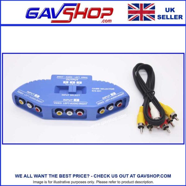 Retro Game Selector 3 Way with RCA and Video Phono Splitter and Signal Switcher