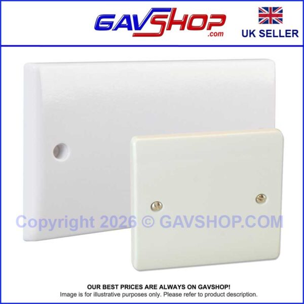 Electrical Blanking Plates Curved Edge 1 Gang or 2 Gang in White