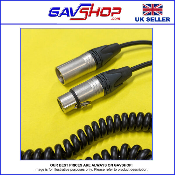 Curly Mic Cables. Neutrik Balanced Female to Male XLR. Boom Mic Cable