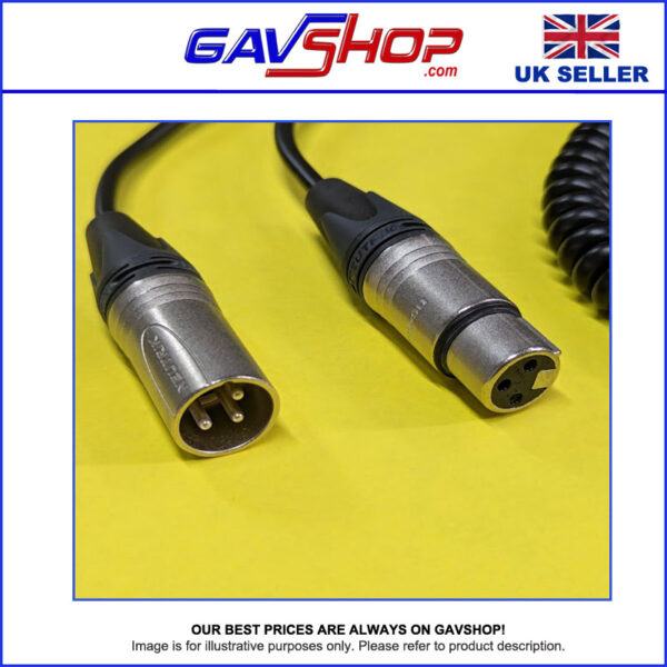 Curly Mic Cables. Neutrik Balanced Female to Male XLR. Boom Mic Cable