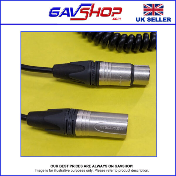 Curly Mic Cables. Neutrik Balanced Female to Male XLR. Boom Mic Cable