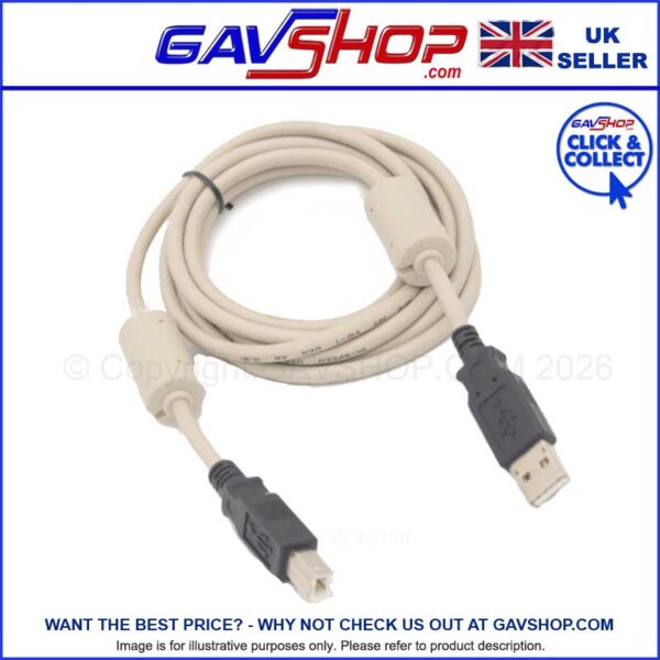 USB 2.0 High Speed Cable Printer Lead A to B Beige 1.8m