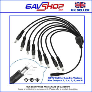 CCTV DC Power Splitter Adapter Cable 2, 4, 5, 6, or 8 Way for 12V 9V PSU Security Cameras