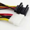 4 Pin IDE Molex to 2x SATA Female Right Angle HDD Power Y Splitter Cable