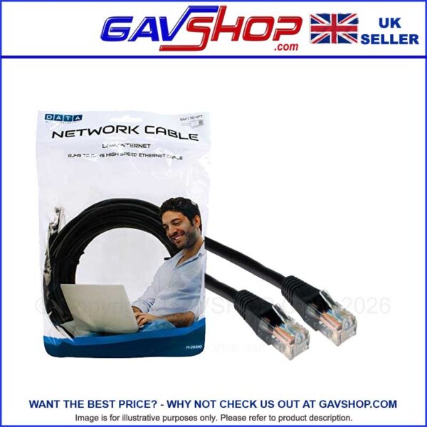 5m Cat5e Network Cable RJ45 to RJ45 Connectors - Black