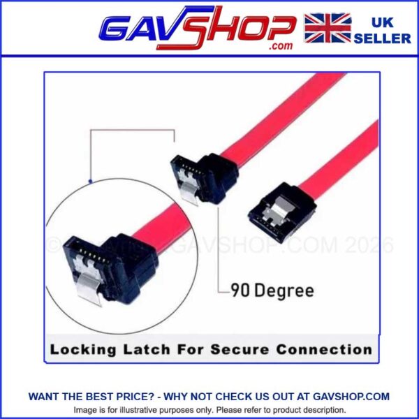 SATA Cable Computer Lead Straight to Locking Right Angle SATA 0.45m (45cm)