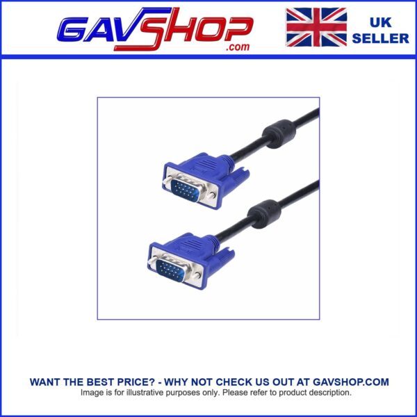 SVGA VGA Computer Monitor Lead with Ferrite Rings - 1.8m