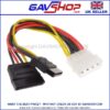 4 Pin IDE Molex to 2x SATA Straight Female HDD Power Y Splitter Cable