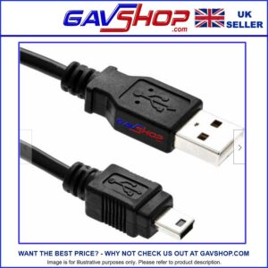 USB A 2.0 to Mini USB B Cable, for Camera, Camcorder, Sat Nav, Dashcam Various Sizes etc
